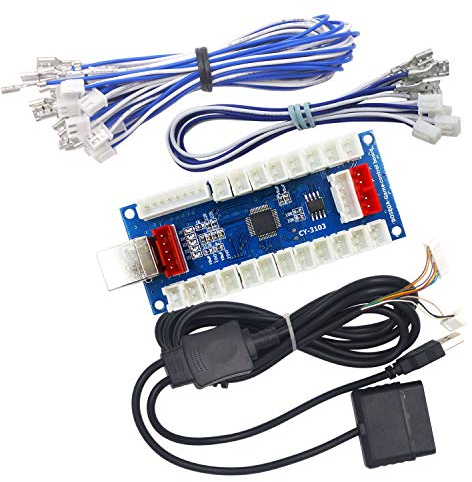 SJ@JX Arcade Controller Zero Delay Encoder PCB Board Arcade DIY Kit Joystick Button 5V Power for PC Raspberry Pi Android PS2 PS3