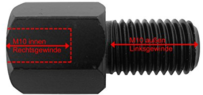 Area1 M10 Rechtsgewinde auf M10 Linksgewinde Adapter 1 Stück Motorrad Spiegel Rückspiegel Adapter. Kompatibel mit KTM Ducati Yamaha MT XT FZ6 FZ8 FZ1 WR XV XVS XSR XJR XJ6SP SCR YBR YS Vmax Xmax Nmax
