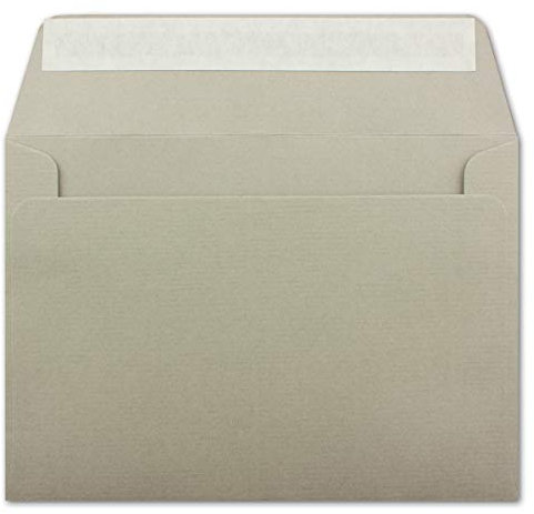 50 gerippte Briefumschläge DIN C6 Graubraun - 11,4 x 16,2 cm - 100 g/m² Post-umschlag ohne Fenster Haftklebung mit Abziehstreifen - Colours-4-You