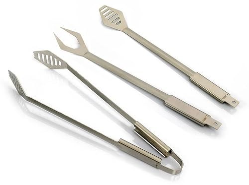 Lisa Luxury Grillbesteck aus Edelstahl Aisi 304, Stärke 15/10, 3-teilig