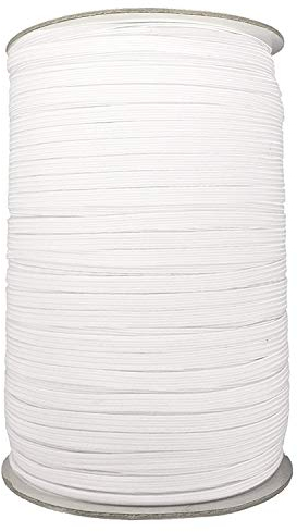 WedDecor White 3mm Flat Elastic Band for Sewing & Craft, 100 Metres Long Braided Elastic Band Stretch Strap Spool, Soft Smooth Finish Elastic Cord for Sewing, Knitting, Art & Craft, Clothing