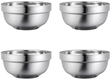 Cabilock 4Pcs 14Cm Edelstahlschalen Doppelschicht Salat Isoliert Bruchsichere Schüssel für Kleinkinder