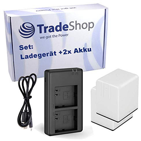 Trade-Shop 2-Fach Akku Ladegerät für Netgear Arlo Go Li-Ion Akkus + 2X Akku 3000mAh - ersetzt DU-A2, A-2, DU-A1 mit Micro-USB Kabel/Ladestation