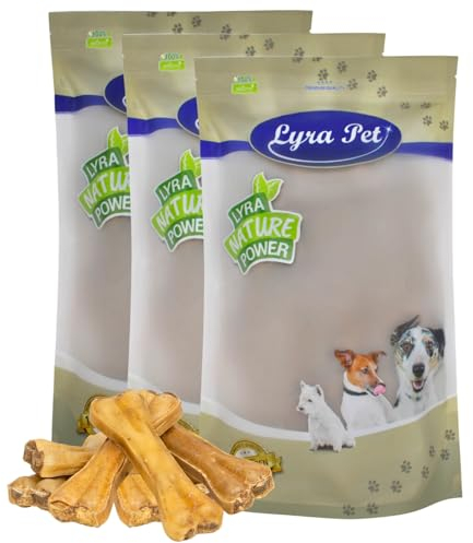 Lyra Pet® 30 STK. Kauknochen gefüllt mit Pansen ca. 15 cm | Naturbelassener Kausnack | Hundeknochen zur Zahnreinigung | Langer Kaugenuss aus Rinderhaut | Nährstoffreich | Fettarmer Kauartikel