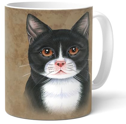 power gift CHAT NOIR ET BLANC Tasses à café, amusantes en forme de chat, tasses d'animaux – Parfait pour les amateurs de chien. Tasse en céramique.