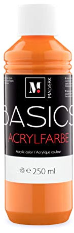 Malverk Basics® - je 250ml hochwertige Acrylfarbe | Malfarbe | Made in France | auch geeignet für Acryl Pouring | schnell trocknend | wasserfest und lichtecht | auf Wasserbasis | Orange