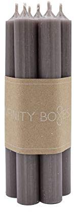 Infinity Boxes 7 Stabkerzen, Dark Greige, Kerzen Set, ca. L18 cm, Ø 2,2 cm, Brenndauer 8h