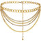 Suyi Mehrschichtiger Kettengürtel Strass-Metallkettengürtel für Damen Punkgoldene Taillenkette 130CM Gold