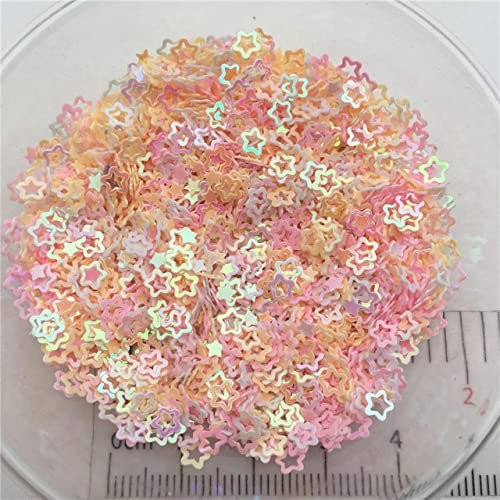 Paillettes glitterate con paillettes sciolte in PVC a stella cava da 3 mm per manicure, coriandoli nuziali, accessori per ornamento/artigianato-rosa beige bianco, 150 g