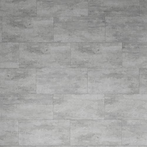 ARTENS - PVC Bodenbelag - CORMORAT - Click Vinyl-Fliesen mit integrierter Unterlage - Vinylboden - Betonoptik - Grau - Intenso EXTREM - 61 cm x 30,5 cm x 5,5 mm - Dicke 5,5 mm - 1,49 m²/ 8 Dielen