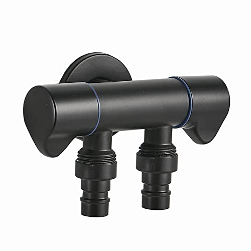 BiaoTeng Kugelhahn 1/2 zoll one in two out wasserhahn garten 1/2 zoll doppel doppelwasserhahn eckventil wasserhahn aussen für Waschbecken Schwarz B