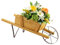 RELAX4LIFE Carretilla Decorativa de Madera para Macetas con 9 Accesorios de Imanes, Ruedas Metálicas y Mango Largo, Decoración de Jardín para Patio, Jardín, Terraza, 70x26x30cm, Color Natural