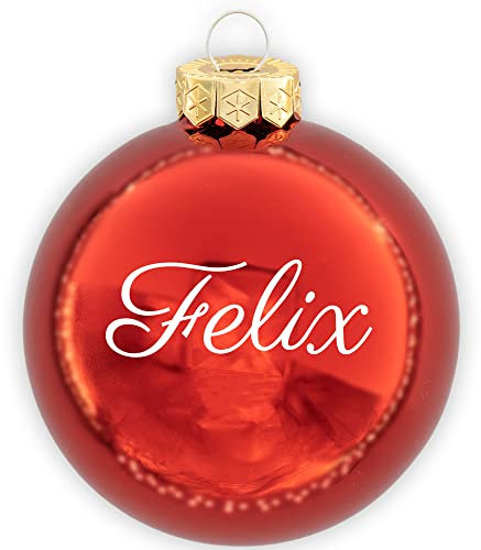 Coverlounge Christbaumkugel personaliert aus Glas | Weihnachtskugel mit Name| Ø 6cm oder 8cm in Rot (Glanz) | 20 Verschiedene Schriften
