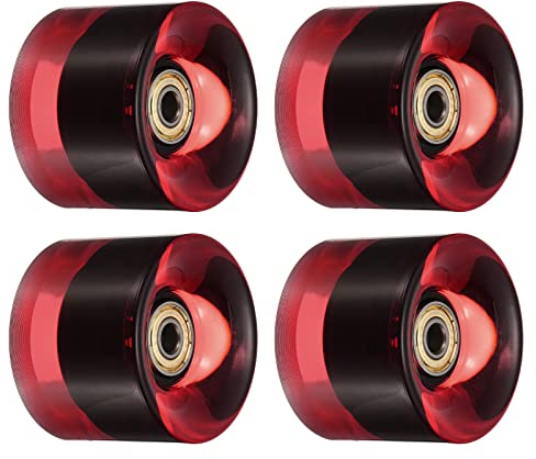 PATIKIL 4 Stück 60mm Longboard Rollen mit Lager ABEC-11 Skateboard Rad Straße Rollen für Skateboards Cruiser Räder Ersatz 80A Klar Rot Goldton
