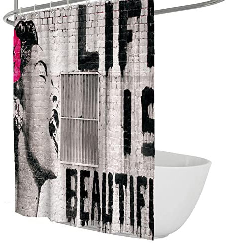 Feipu Home Tende da Doccia per Bagno tende Doccia Lavabile in Lavatrice con Ganci tende divisoria di separazione secca e bagnata W200xL200 (cm)