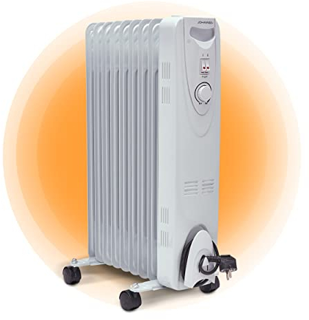 Johannson Radiateur Bain d'Huile 2000 Watts | Radiateur Électrique 9 Éléments | avec Protection Surchauffe | Radiateur Électriques Mobile | 3 Niveaux de Chauffage | Radiateur avec Thermostat