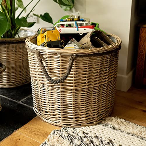 Arthur Cameron Circular Round Wicker Lined Log Basket/Storage Box/Planter (Large)