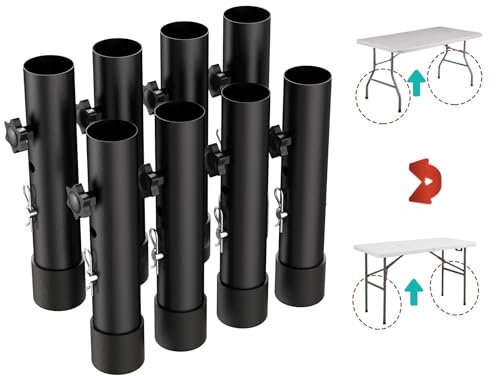 ruiru bro 8 Pack Table Leg Extenders for Straight/Bent Leg 2 Levels/Heights Adjustable Table Height Risers Extensions 3.6/5.23