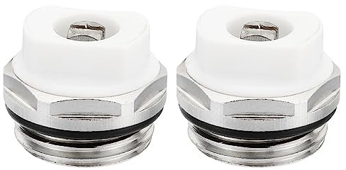 PATIKIL 1/2 BSP Macho Rosca Manual Radiador Aire Ventilación Tapón Válvulas, 2 Paquete Níquel Chapado Latón Tapón para Radiador Calentador, Plata Blanco