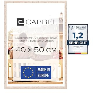 CABBEL Bilderrahmen 40x50 cm, Birke, stabiles MDF-Holz Rahmen, bruchsicherem Plexi-Glas, zum Aufhängen, ideal für Fotos/Bilder/Collage