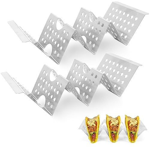 Taco Holder Stand,2 Pieces Stainless Steel Taco Tray,Taco Rack Holders,Mexican Food Rack Taco Rack,Wave Taco Rack,Taco Stand Taco Tray Holds Up to 3 Tacos,Taco Rack Stands for Dishwasher and Oven