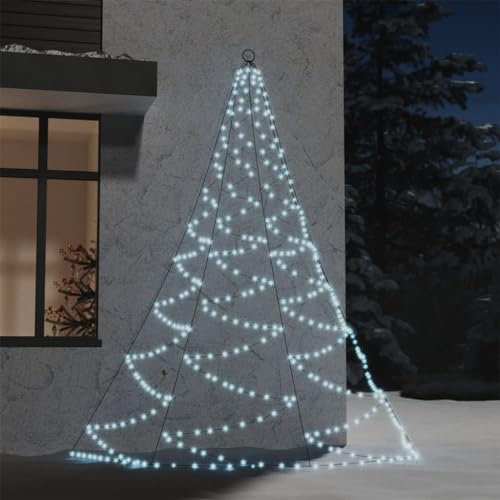vidaXL LED-Wandbaum mit Metallhaken 260 LED Kaltweiß 3m Indoor Outdoor, Kunstbaum, Klein