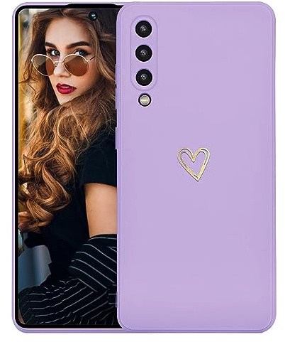 Kaywzo Hülle für Xiaomi Mi 9 Lite,Weich TPU Silikon Handyhülle mit Herzmuster,Minimalismus Design,Ultradünn Mädchen Stoßfest Kratzfeste Schutzhülle Case Cover,Lila