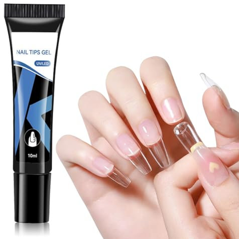 Solid Nail Gel Glue for Press on Nails, Nail Glue for Acrylic Tips Extra Strong, Gel Nail Glue for Nail Extensions Strengthening, Rhinestone Glue Gel, Cured Needed False Nail Glue