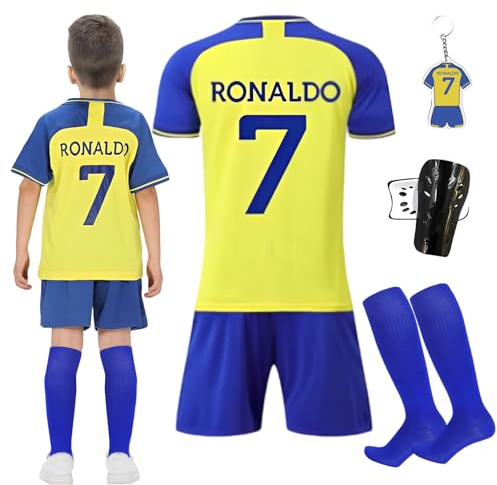 Byhsoep Trikot für Kinder,Outdoor Football Jersey Trikots,Trikot Sets Kinder,Fußballtrikot für Kinder,Trikot T-Shirt Shorts Socken und Schienbeinschoner Set