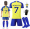 Byhsoep Maillot de Football pour Enfants,Ensemble de Maillots de Football,Set de Maillot de Foot Enfant avec T Shirt Short Ensemble Chaussettes et Protège -Tibias-Porte -Clés (Ronald, 28/150-160cm)