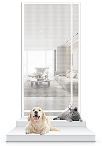 NaLsa thermal door curtain magnetic Cat Door Screen Cat Resistant Mesh Screen To Stop Cats Running Out- Pet Door Screen Cats Screen Door For Cat Pet Home Living Room Doors With Zipper magnetic door cu