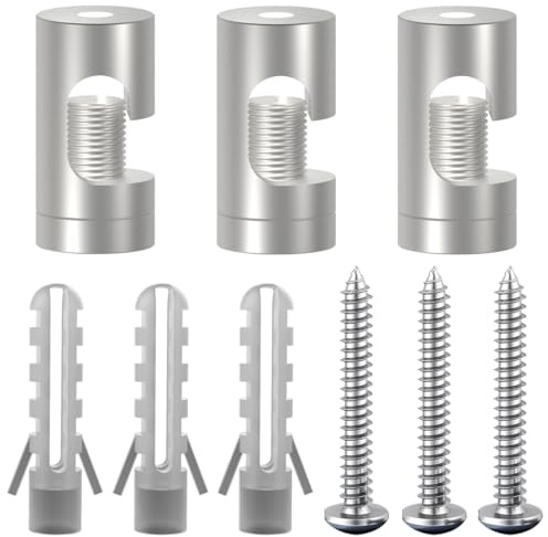 OASHISU J Ceiling Decentralizer for Cable [3 Pieces, Aluminum Alloy Silver] Ceiling Decentralizer, Electric Cable Decentraliser, Chandelier, Ceiling Hook or Wall, Cable Clamp