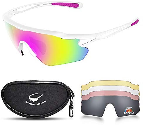 Snowledge Cycling Glasses with 5 Interchangeable Lens UV 400 Protection Polarised Sports Sunglasses for Men Women Running Climbing Fishing Driving Golfing