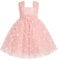 FYMNSI Vestito da Principessa per Battesimo, Feste, Matrimoni - Abito in Tulle per Bambini, Rosa Chiaro, 2-3 Anni
