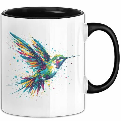Kolibri Aquarell Tasse Geschenk (Schwarz)