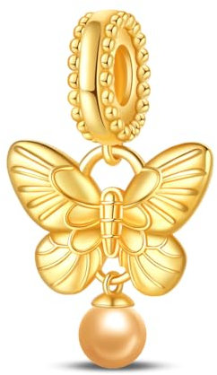 Pandach Damen Charm Anhänger für Armband und Halskette, 925 Sterling Silber mit Zirkonia-Steinen, Kompatibel mit Europäischen Armbänder für Frauen und Mädchen