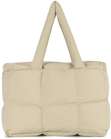 EVEOUT Gesteppte Schultertasche Damen Große Puffer Shopper Herbst Winter Leichte Puffy Tragetasche für Arbeit Universität Fitnessstudio