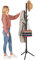 MEILEWLE Portemanteau autoportant, avec 6 crochets et 3 tailles réglables en bois massif, facile à assembler pour chambre, couloir, entrée, bureau, pour chapeaux, manteaux (03 - Black)