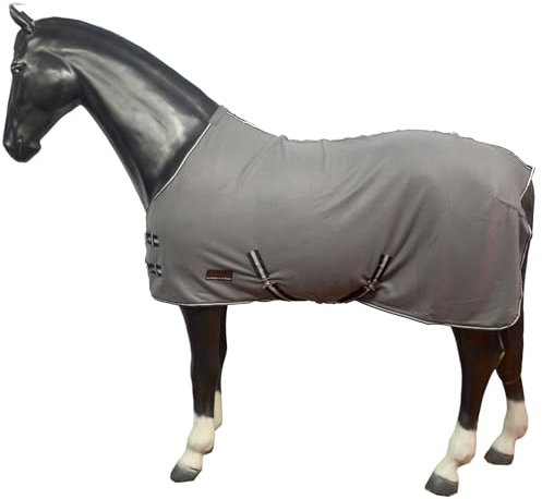 eQuitack Your Passion Is Our Mission Pferde Abschwitzdecke mit Kreuzbegurtung Fleece Multi-Farbe - Grau 135cm