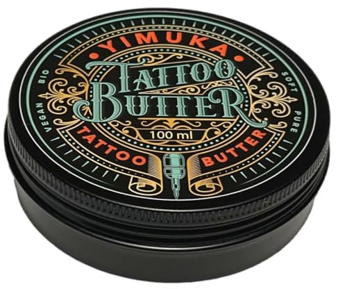 YIMUKA Tattoo Butter - Premium Tattoo Balm für Tägliche Pflege & Regeneration - 100% Natürliche Inhaltsstoffe, Bio, Vegan & Fair Trade (100ml)