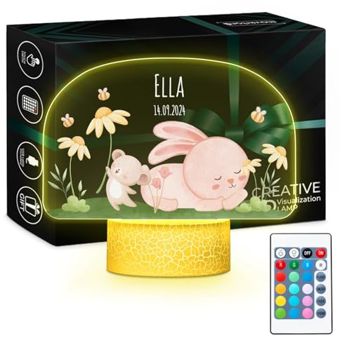 Maverton Personalisiertes Nachtlicht für Babys - LED Nachttischlampe für Kinder - Geschenk zur Geburt - Nachtlicht Baby - Geburtstagsgeschenk - personalisierte Geschenke Baby, Mädchen