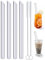 Realure Lot de 4 Paille en Verre Transparente avec Brosses, Verre Paille Bubble Tea Reutilisable de 14mm Large, Grosse Pailles en Vitre de 21.5cm pour Bubble Tea, Smoothie, Cocktail, Jus (Oblique)