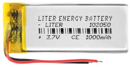 Batterie 102050 LiPo 3.7V 1000mAh 3.7Wh 1S 5C Liter Energy Battery per l'elettronica Ricaricabile Telefono Portatile Smartwatch Orologio GPS - Non adatto per Radiocomando 52x20x10mm (1000mAh|102050)
