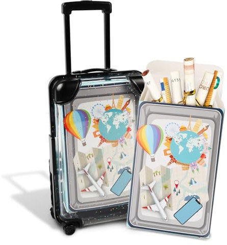 KACNON Mini-Reisekoffer, Reise Urlaubskasse Reisekoffer als Geschenk für Urlaub, Geldgeschenk-Verpackung Hochzeit, Deko-Koffer, Handyhalterung，Maße: [12,5 x 8 x 4.5cm]