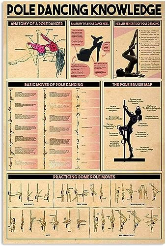 FWJZDSP Carteles de metal con información sobre pole dance, decoración retro para habitación, carteles de pole dance, placa impresa, decoración de pared para el hogar y el club.