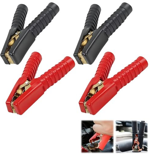 4 morsetti a coccodrillo da 100 A, morsetti a coccodrillo per batteria auto, resistenti, in puro rame, morsetti di prova per benzina, diesel, furgoni, camion