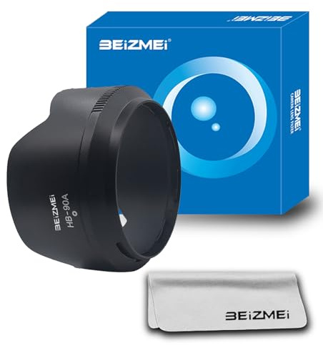 Parasol HB-90A para Objetivos de cámara (diámetro de Rosca 62mm), Compatible con Objetivos NIK/Z DX 50-250 mm f/4.5-6.3 VR + paño de Limpieza para Objetivos (HB-90A).