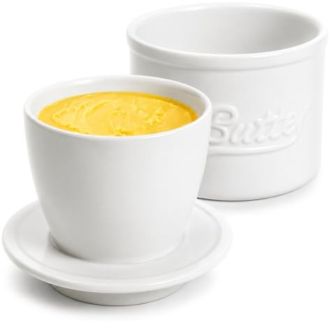 YIYIZI Französische Butterdose Wassergekühlt mit Wasserlinie | Butterglocke Keramik für Frische und Streichfähige Butter, Französischer Buttertopf für Küche & Tisch
