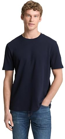 TOM TAILOR Denim Herren Basic T-Shirt mit Struktur