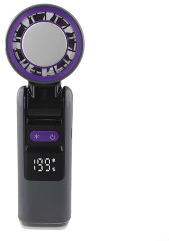 wenyouya 4000mAh Portable Handheld Fan with LED Display, 199-Speed Rechargeable Mini Fan with Flashlight(Grey)